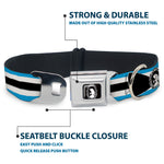 Alice Silhouette Cameo Pose Black White Seatbelt Buckle Collar - Alice in Wonderland Stripe/Bow Silhouette Blue/Black/White