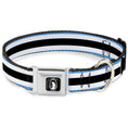 Load image into Gallery viewer, Alice Silhouette Cameo Pose Black White Seatbelt Buckle Collar - Alice in Wonderland Stripe/Bow Silhouette Blue/Black/White