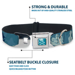 Jack Sparrow's Flag Skull Icon Blues Seatbelt Buckle Collar - Jack Sparrow's Flag Icons/Black Pearl/Sharks Blues