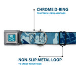 Jack Sparrow's Flag Skull Icon Blues Seatbelt Buckle Collar - Jack Sparrow's Flag Icons/Black Pearl/Sharks Blues