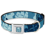 Jack Sparrow's Flag Skull Icon Blues Seatbelt Buckle Collar - Jack Sparrow's Flag Icons/Black Pearl/Sharks Blues