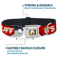Load image into Gallery viewer, Pluto Face CLOSE-UP Full Color Blue Seatbelt Buckle Collar - Pluto 2-Pose IT'S A RUFF LIFE Red/Yellow/White