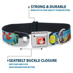 Ariel CLOSE-UP Full Color Seatbelt Buckle Collar - Ariel, Sebastian & Flounder Scene