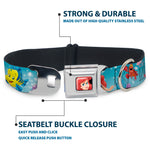 Ariel CLOSE-UP Full Color Seatbelt Buckle Collar - Ariel, Sebastian & Flounder Scene2