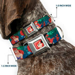 Ariel CLOSE-UP Full Color Seatbelt Buckle Collar - Ariel Poses w/Flounder Green/Blue Fade