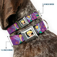 Load image into Gallery viewer, Tinker Bell CLOSE-UP Full Color Seatbelt Buckle Collar - Tinker Bell Poses/Flowers/Stars/Skull Purple