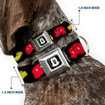 Mickey Mickey Mouse Expression4 Full Color Black/White Seatbelt Buckle Collar - Mickey Mouse Shorts and Shoes Black/Red/Yellow