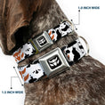 Load image into Gallery viewer, Toy Story Woody Cowboy Bull Icon Full Color Black/White Seatbelt Buckle Collar - Toy Story Woody Bounding Cowboy Cow Print White/Black/Brown