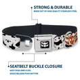 Load image into Gallery viewer, Toy Story Woody Cowboy Bull Icon Full Color Black/White Seatbelt Buckle Collar - Toy Story Woody Bounding Cowboy Cow Print White/Black/Brown
