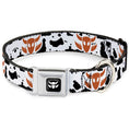 Load image into Gallery viewer, Toy Story Woody Cowboy Bull Icon Full Color Black/White Seatbelt Buckle Collar - Toy Story Woody Bounding Cowboy Cow Print White/Black/Brown
