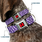 Dog Collar DYYR-Minnie Mouse Bow Full Color Black/Red - Minnie Mouse Ears Monogram/Dots Purple/White
