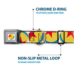 Disney Pixar Luxo Ball Full Color White/Yellow/Blue/Red Seatbelt Buckle Collar - Disney Pixar Luxo Ball Repeat White/Yellow/Blue/Red