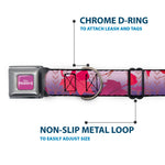 Disney FROZEN II Logo Full Color Purple/White Seatbelt Buckle Collar - Frozen II Swirling Leaves/Floral Trim Purples/Reds