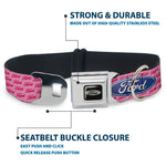 Ford Emblem Seatbelt Buckle Collar - Ford Oval w/Text PINK REPEAT