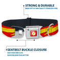 Load image into Gallery viewer, Flash Logo Full Color Red White Yellow Seatbelt Buckle Collar - The Flash Bolt Stripe Reds/Yellows