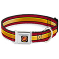 Load image into Gallery viewer, Flash Logo3 Black/Gold/Red Seatbelt Buckle Collar - The Flash Stripe Burgundy/Gold
