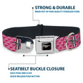 Load image into Gallery viewer, Ford Mustang Emblem Seatbelt Buckle Collar - Ford Mustang w/Bars w/Text PINK LOGO REPEAT