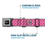 Ford Mustang Emblem Seatbelt Buckle Collar - Ford Mustang w/Bars w/Text PINK LOGO REPEAT