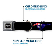 Ford Mustang Emblem Seatbelt Buckle Collar - Mustang Silhouette Black/International Flags