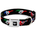 Load image into Gallery viewer, Ford Mustang Emblem Seatbelt Buckle Collar - Mustang Silhouette Black/International Flags