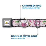 THE FAIRLY ODDPARENTS Logo Full Color White Seatbelt Buckle Collar - The Fairly OddParents Cosmo and Wanda Wish Poses Pink