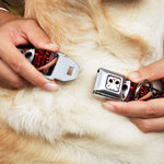 Jason Mask CLOSE-UP Full Color Black/White/Red Seatbelt Buckle Collar - FRIDAY THE 13th/Jason Mask4/Axe Blood Splatter Black/Red/White