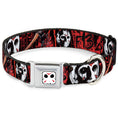 Load image into Gallery viewer, Jason Mask CLOSE-UP Full Color Black/White/Red Seatbelt Buckle Collar - FRIDAY THE 13th/Jason Mask4/Axe Blood Splatter Black/Red/White