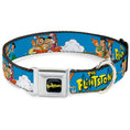 Load image into Gallery viewer, THE FLINTSTONES Logo Full Color Black Yellow Seatbelt Buckle Collar - The Flintstones and Rubbles Group Pose/Logo Blue