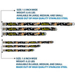 Fred Face Full Color Black Seatbelt Buckle Collar - Dog Collar FSE-Fred Face Full Color Black - THE FLINTSTONES Fred Bowling Poses/Bowling Pins Black