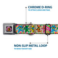 Load image into Gallery viewer, GRATEFUL DEAD Dancing Bear Icon Full Color Black/Orange Seatbelt Buckle Collar - Grateful Dead Dancing Bears Swirl Multi Color