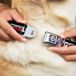 Grateful Dead Steal Your Face Stars and Stripes Logo Full Color Black/White/Red/Blue Seatbelt Buckle Collar - GRATEFUL DEAD Text with Steal Your Face Stars and Stripes Logo Black/White/Red/Blue