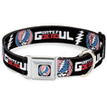 Load image into Gallery viewer, Grateful Dead Steal Your Face Stars and Stripes Logo Full Color Black/White/Red/Blue Seatbelt Buckle Collar - GRATEFUL DEAD Text with Steal Your Face Stars and Stripes Logo Black/White/Red/Blue