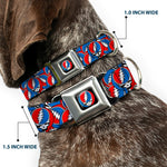 Grateful Dead Steal Your Face Logo Full Color Black/Red/White/Blue Seatbelt Buckle Collar - Grateful Dead Steal Your Face Logo Stacked Red/White/Blue