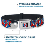 Grateful Dead Steal Your Face Logo Full Color Black/Red/White/Blue Seatbelt Buckle Collar - Grateful Dead Steal Your Face Logo Stacked Red/White/Blue