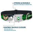 Load image into Gallery viewer, Green Lantern Logo CLOSE-UP White Green Seatbelt Buckle Collar - Green Lantern Green Glow w/Text