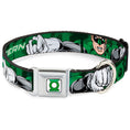 Load image into Gallery viewer, Green Lantern Logo CLOSE-UP White Green Seatbelt Buckle Collar - Green Lantern Green Glow w/Text