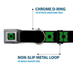Green Lantern Logo CLOSE-UP Black Green Seatbelt Buckle Collar - Green Lantern Logo Black/Green