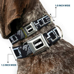 HEMI Bold Full Color Black/White Seatbelt Buckle Collar - HEMI Bold Outline 392/426 Black/Silver-Fade