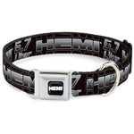 HEMI Bold Full Color Black White Seatbelt Buckle Collar - HEMI 5.7 LITER Black/White/Silver-Fade