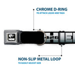 HEMI Elephant Logo Full Color Black/White Seatbelt Buckle Collar - HEMI 426/Elephant Logo 50 YEARS Black/White/Silver-Fade