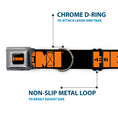 Load image into Gallery viewer, HEMI 426 Logo Full Color Black Orange Seatbelt Buckle Collar - HEMI 426 Logo Repeat Black/Orange