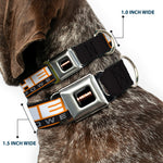 HEMI POWERED Logo Full Color Black/Orange/White/Gray Seatbelt Buckle Collar - HEMI POWERED Logo Repeat Black/Orange/White/Gray