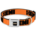 HEMI 426 Logo Full Color Orange Black Seatbelt Buckle Collar - HEMI 426 Logo Repeat Orange/Black