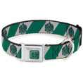 Load image into Gallery viewer, SLYTHERIN Crest Full Color Green Seatbelt Buckle Collar - SLYTHERIN Crest Diagonal Stripe Gray/Green