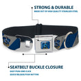 Load image into Gallery viewer, RAVENCLAW Crest Full Color Blue Seatbelt Buckle Collar - RAVENCLAW Crest Diagonal Stripe Gray/Blue
