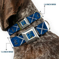 Load image into Gallery viewer, RAVENCLAW Crest Full Color Blue Seatbelt Buckle Collar - Harry Potter Ravenclaw Crest Plaid Blues/Gray