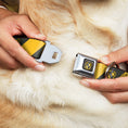 Load image into Gallery viewer, HUFFLEPUFF Crest Full Color Charcoal Gray Seatbelt Buckle Collar - HUFFLEPUFF Crest Diagonal Stripe Charcoal Gray/Yellow