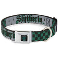 Load image into Gallery viewer, Slytherin Crest Full Color Seatbelt Buckle Collar - Harry Potter SLYTHERIN/Checker Blocks Grays/Greens