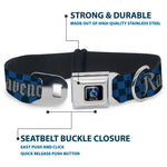Ravenclaw Crest Full Color Seatbelt Buckle Collar - Harry Potter RAVENCLAW Checker Blues/Grays