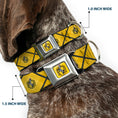 Load image into Gallery viewer, HUFFLEPUFF Crest Full Color Gold Seatbelt Buckle Collar - Harry Potter Hufflepuff Crest Plaid Yellows/Gray